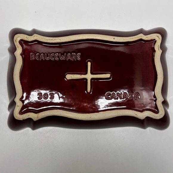 Beautiful vintage Beauceware glazed red and turquoise rectangular planter - Picture 5 of 8